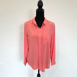 Banana Republic Coral Button Up Long Sleeve Blouse
